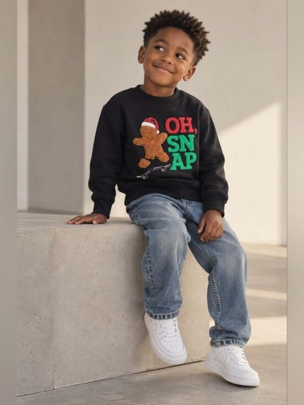 George Boys Christmas Gingerbread Skateboard Sweatshirt Black Size 6